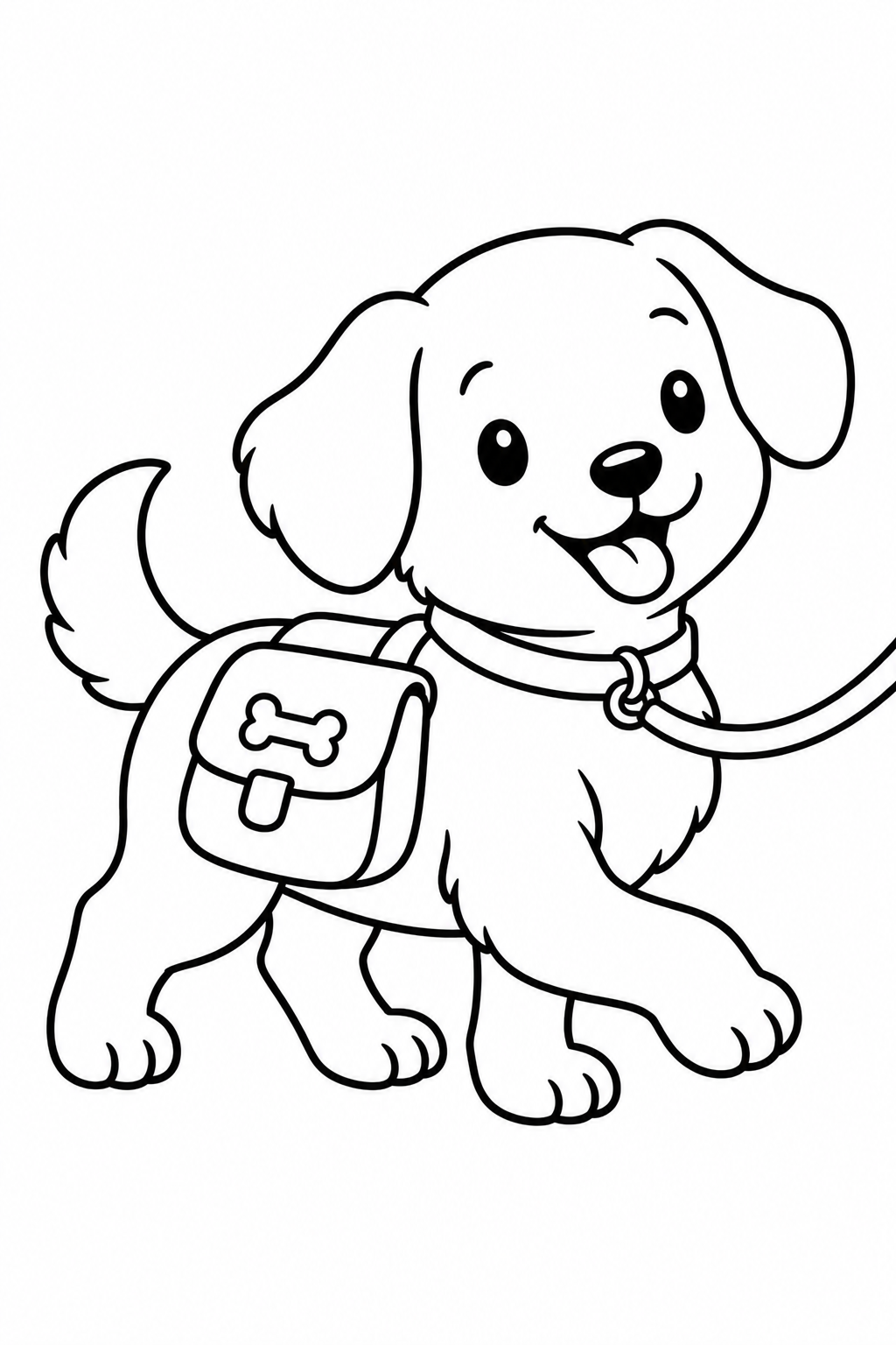 いぬとおさんぽバッグの塗り絵