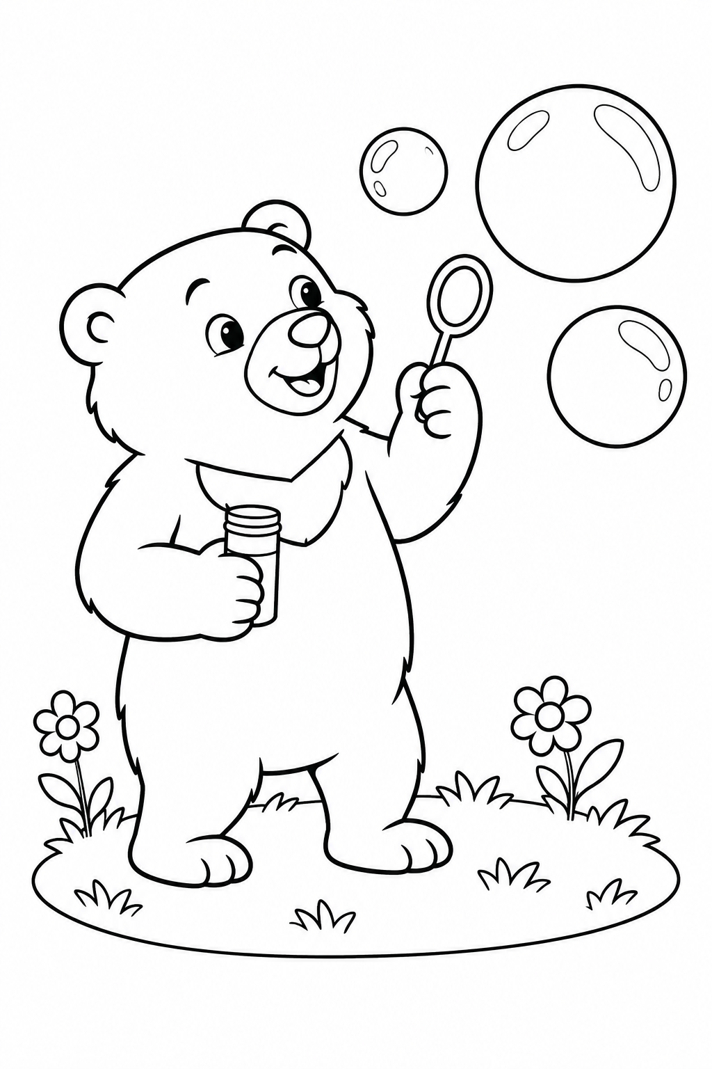 Coloriage L’ours malais fait des bulles de savon