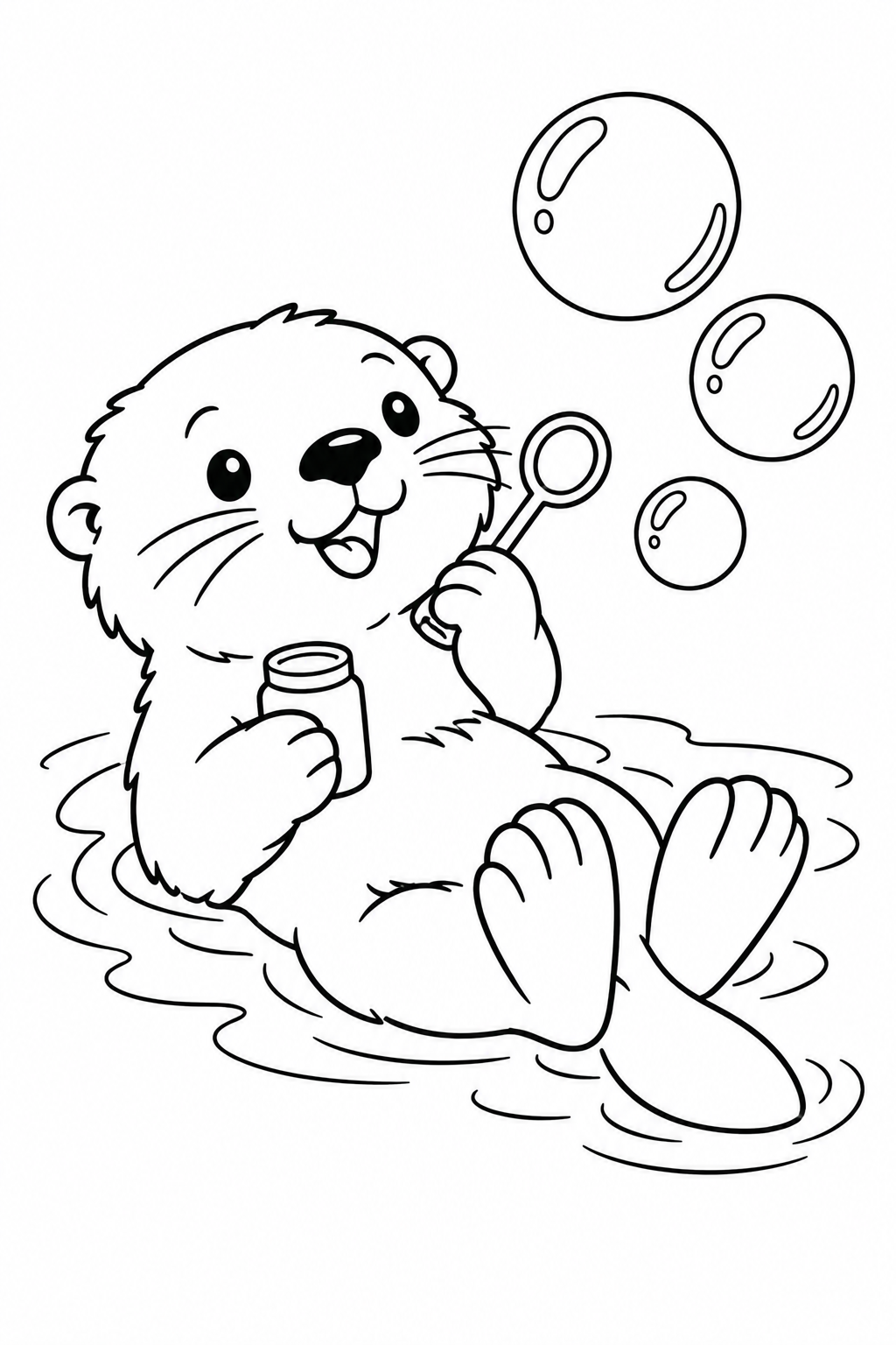ラッコのシャボン玉あそびの塗り絵