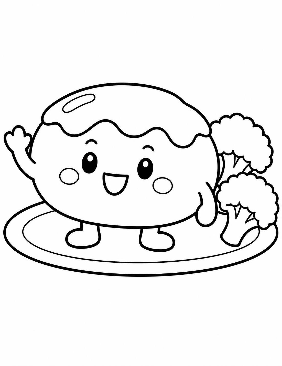 にっこりハンバーグとブロッコリーの塗り絵