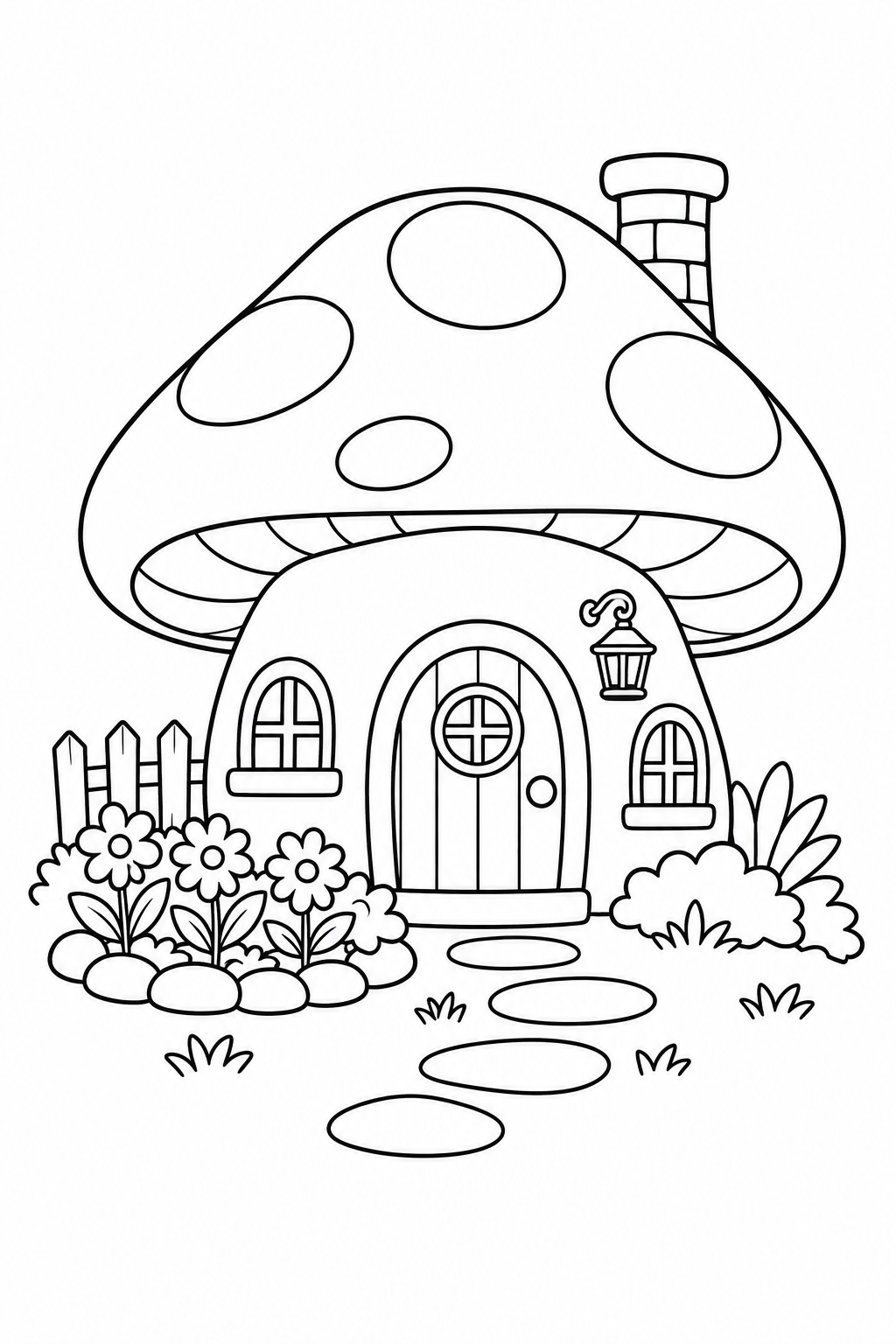 きのこのおうちの花壇の塗り絵