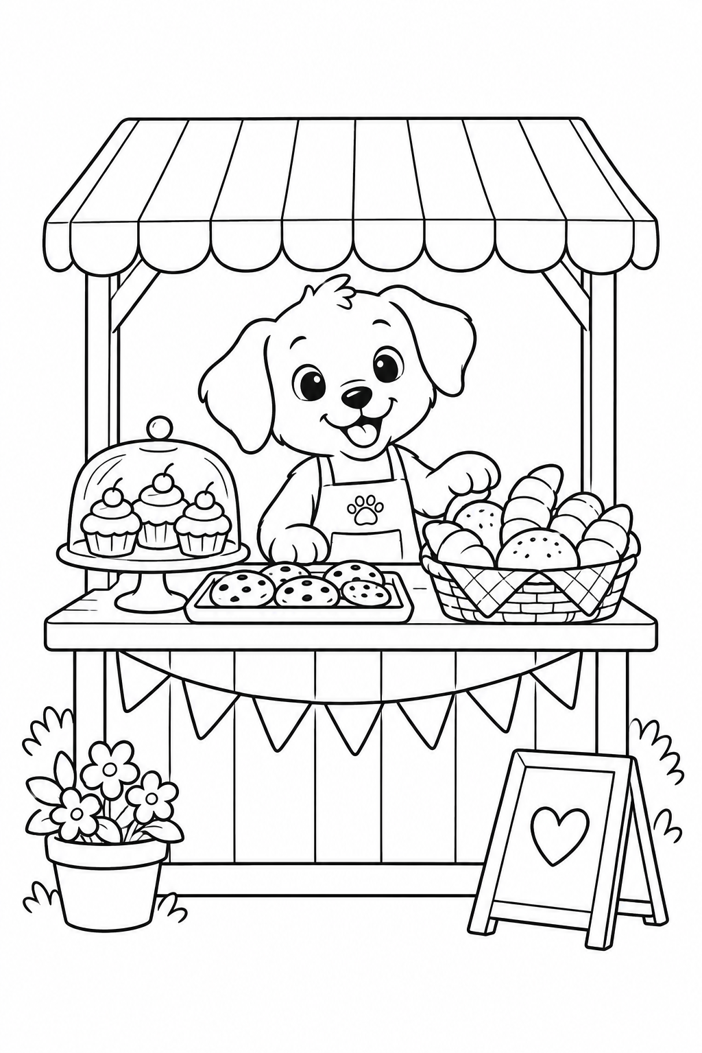 Dibujo de El puesto de la panadería del perrito para colorear