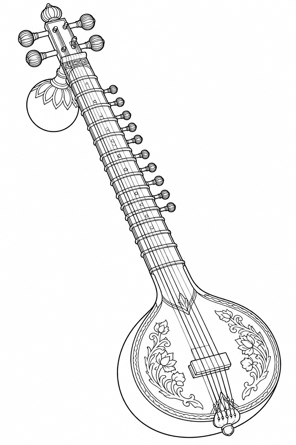 Dibujo de Largo mástil de un sitar para colorear