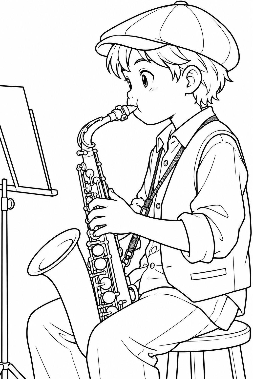 サックスの横顔の塗り絵