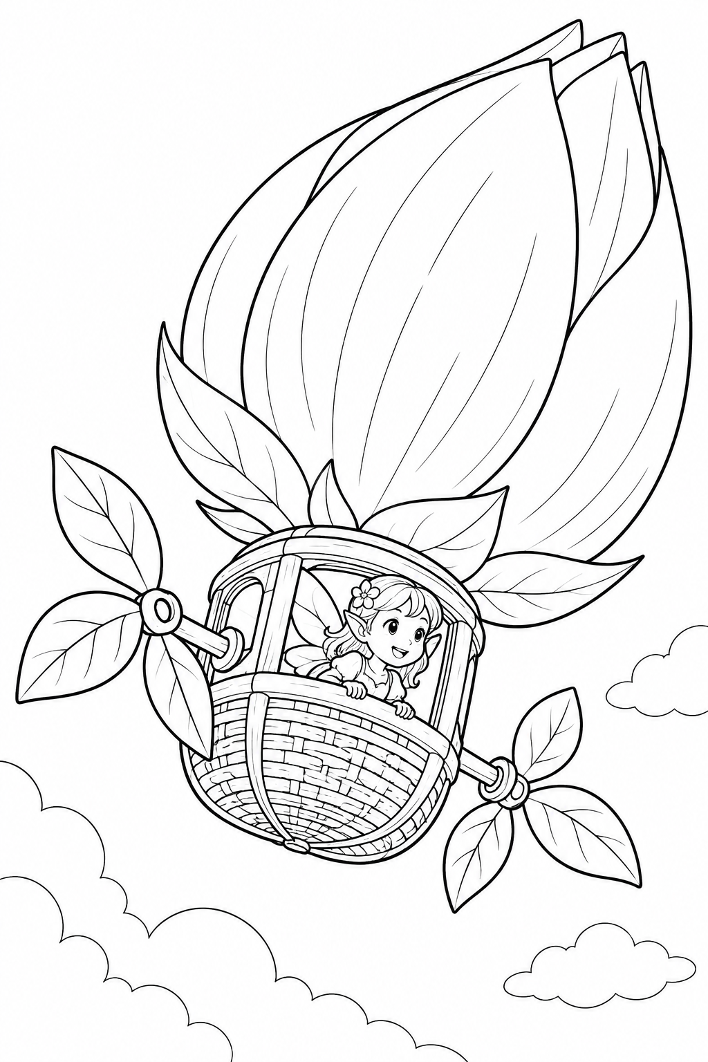 花びらの飛行船の塗り絵