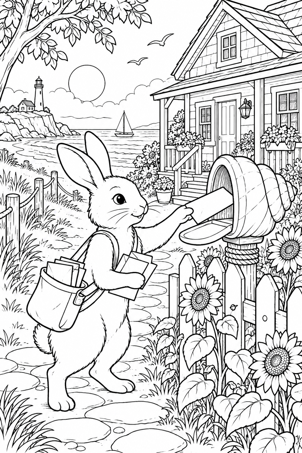 Dibujo de El conejo cartero — verano para colorear