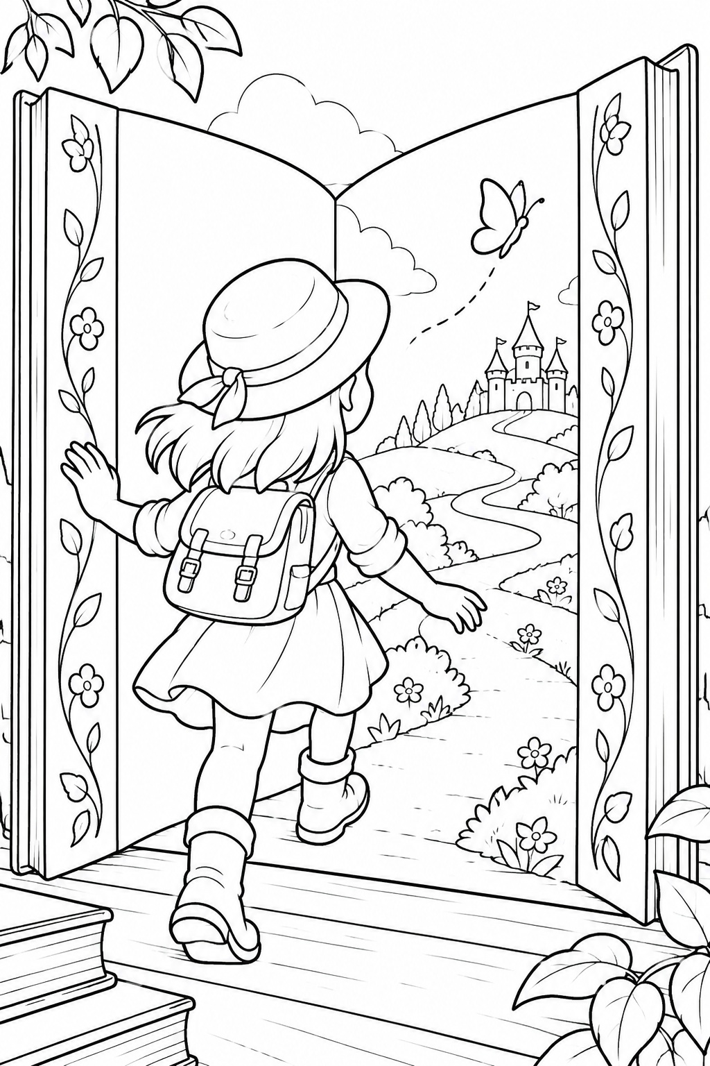 絵本のドアを開けたらの塗り絵