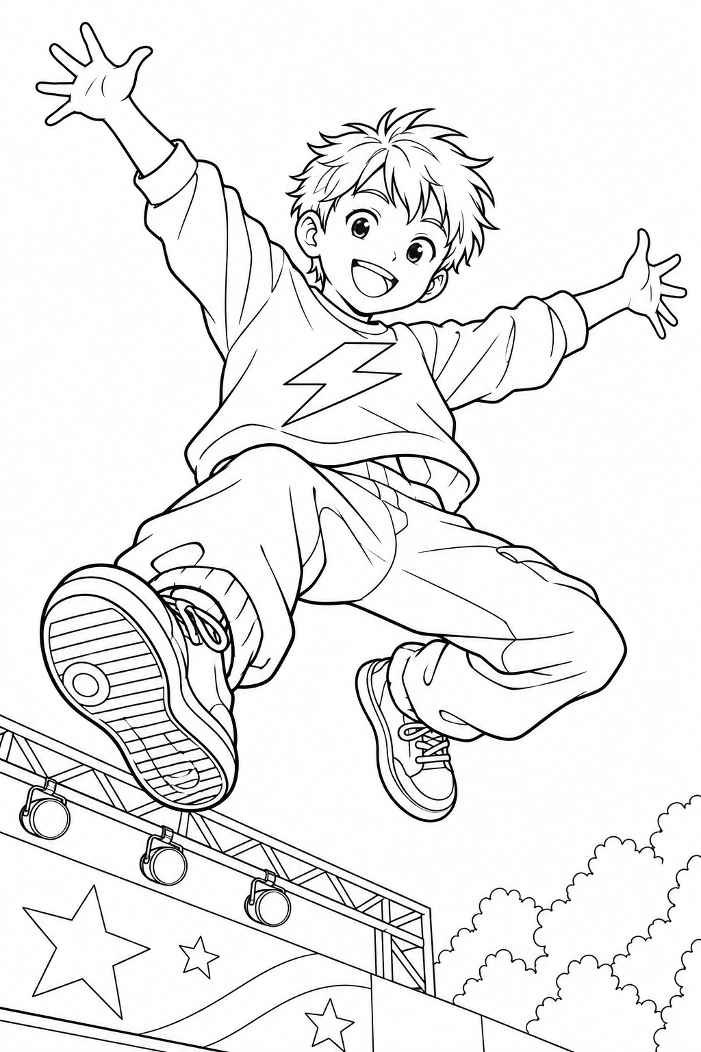 空中ジャンプのダンスの塗り絵