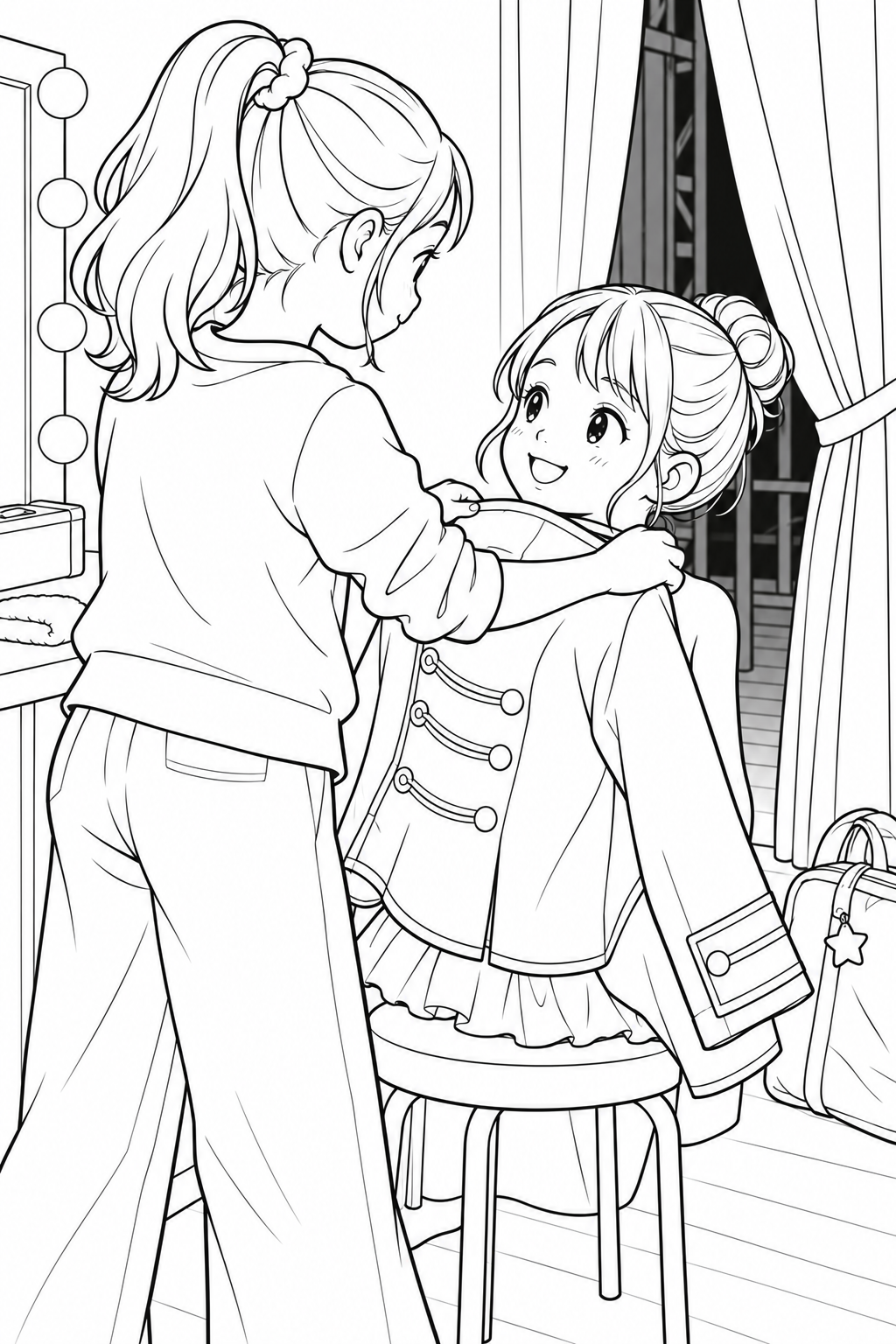 友だちにジャケットをの塗り絵