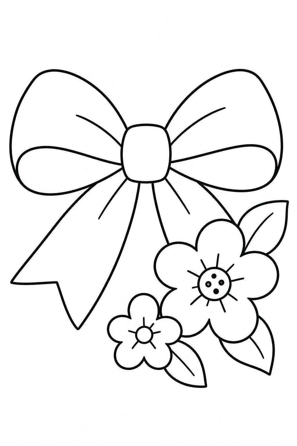 リボンとお花のかざりの塗り絵