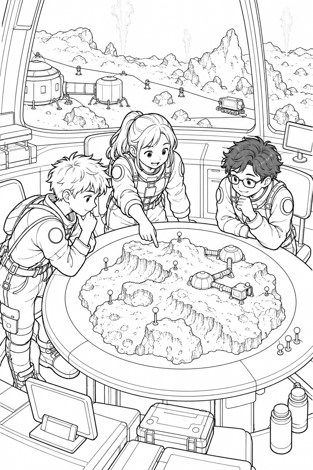 彗星の観測基地：地形模型と作戦会議の塗り絵