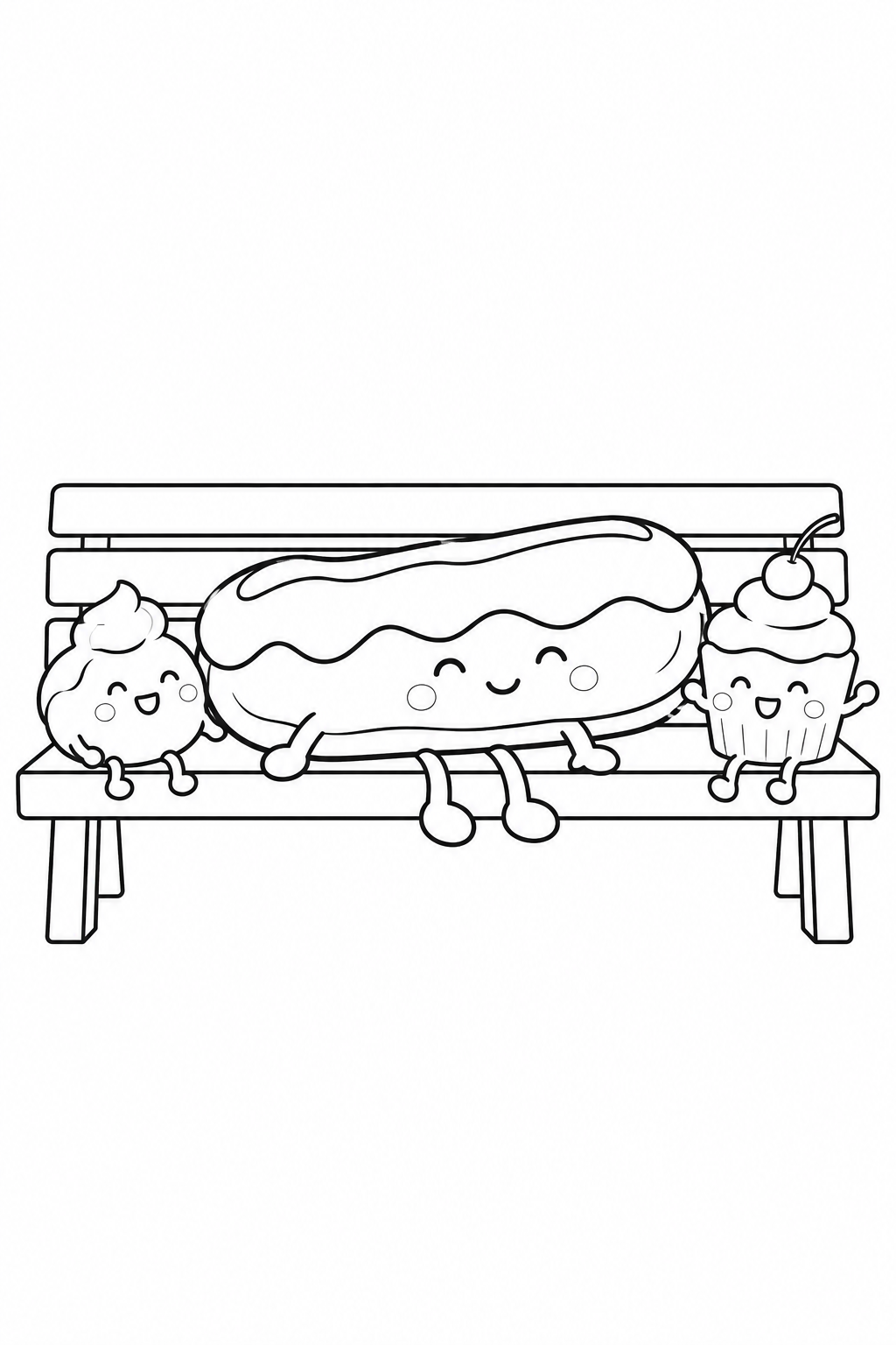 エクレアのながいベンチの塗り絵