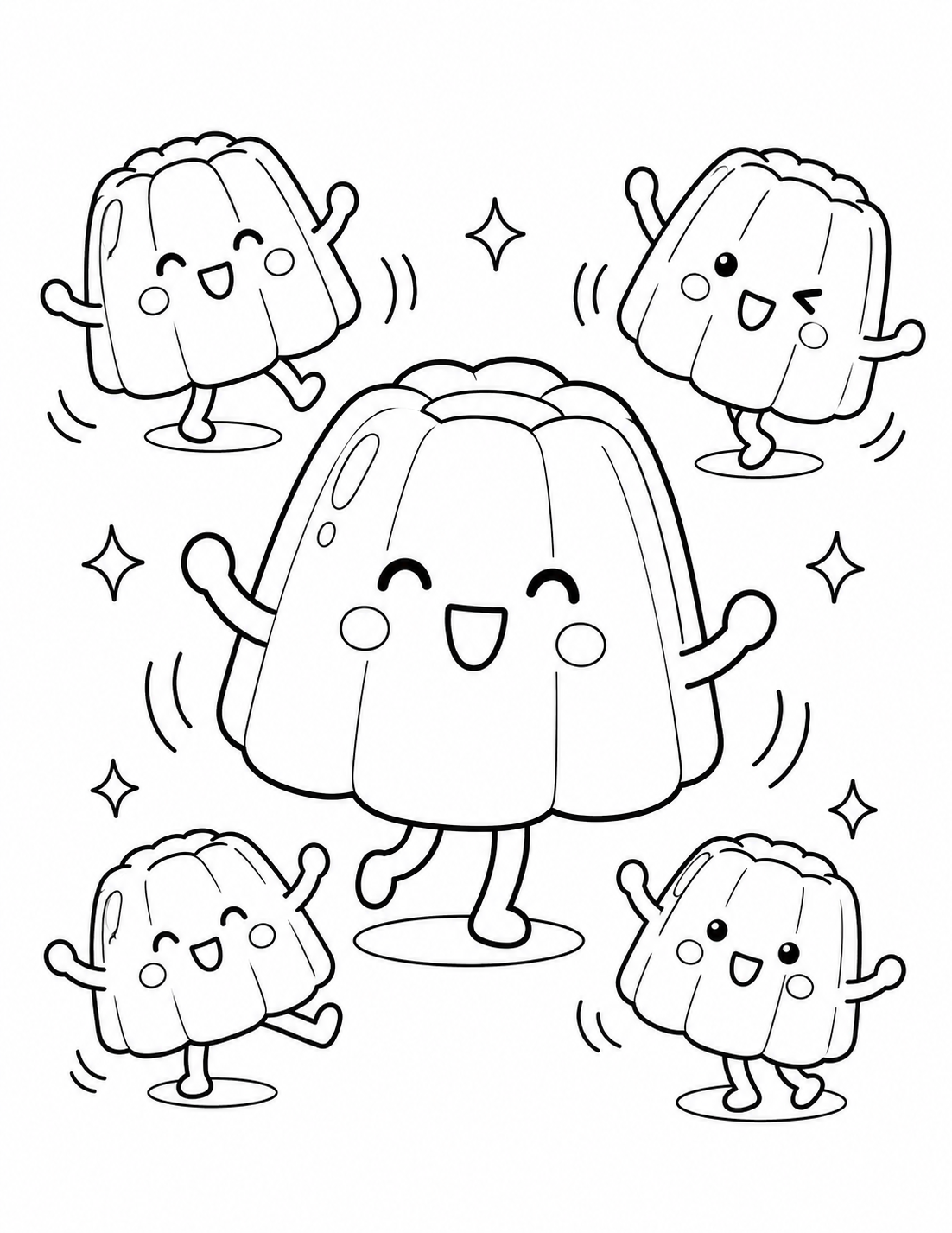 ゼリーのぷるぷるダンスの塗り絵