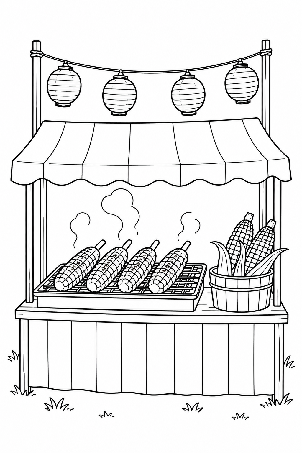 Dibujo de Elote asado en la fiesta de verano para colorear
