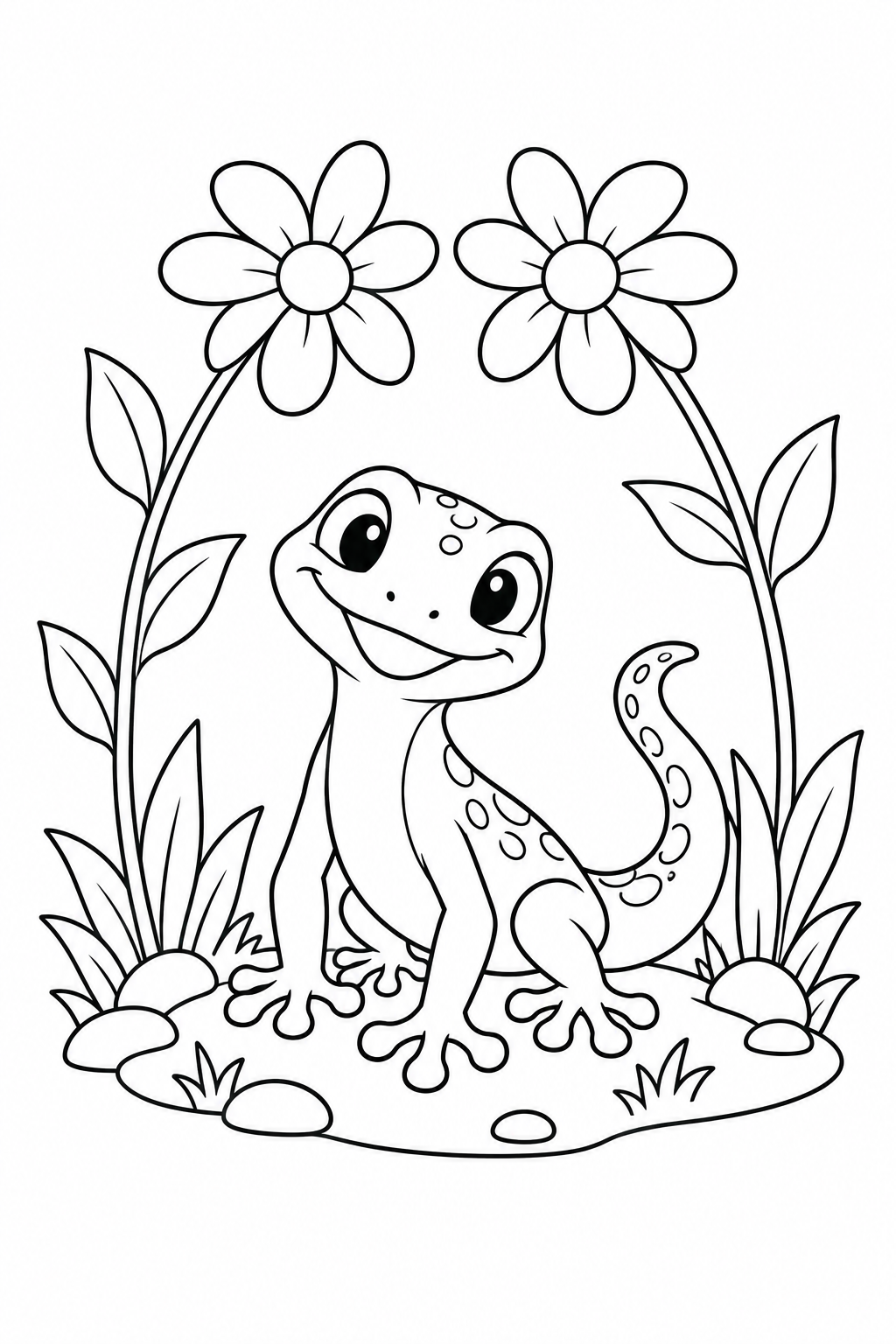 Dibujo de El geco bajo el túnel de flores para colorear
