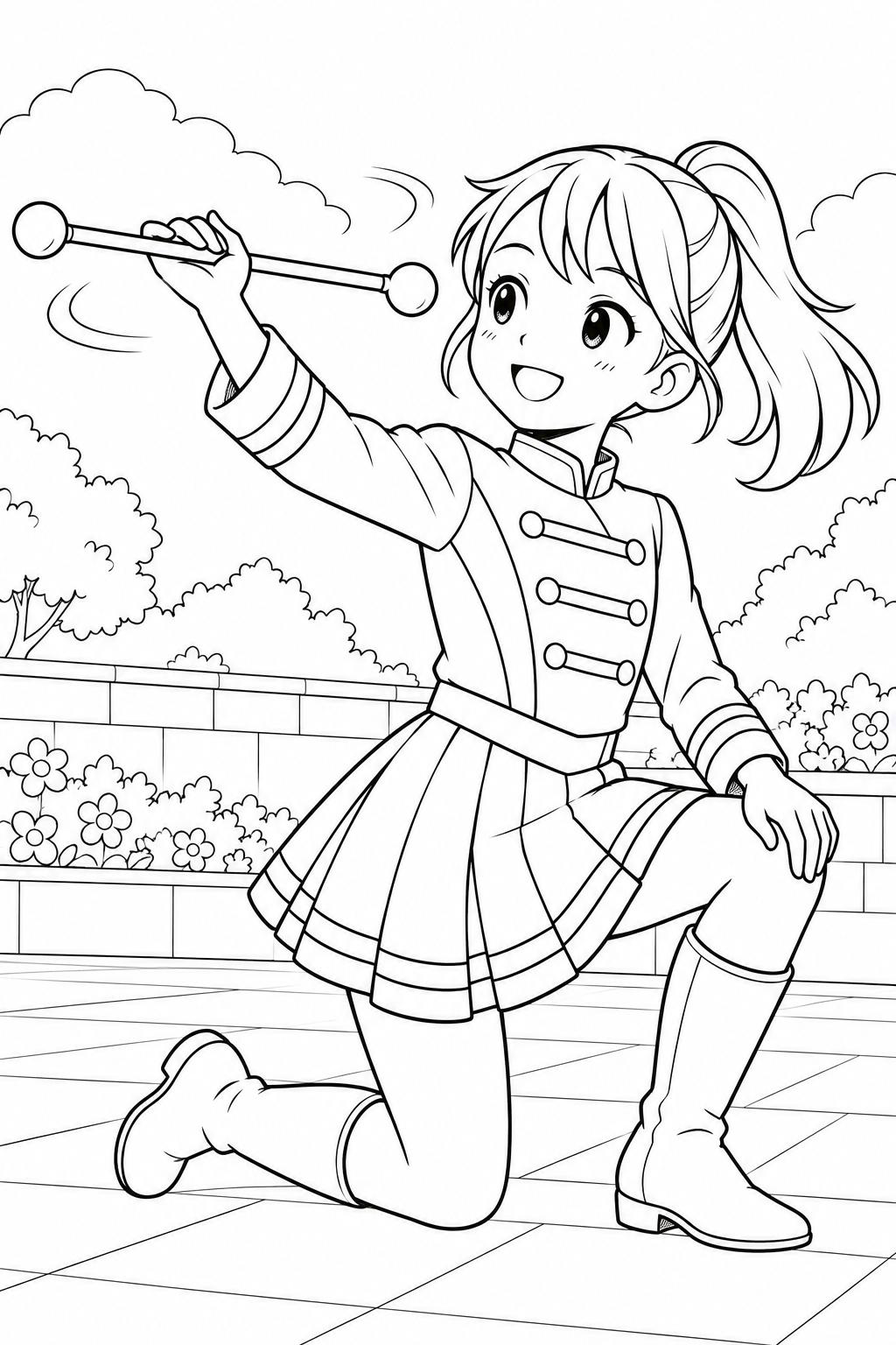 バトンをくるっとの塗り絵