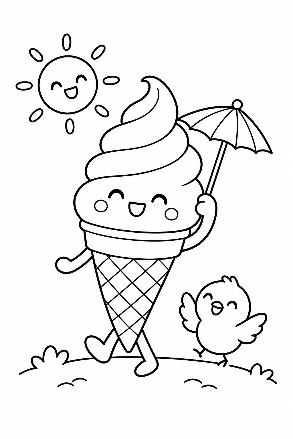 Dibujo de El paragüitas del helado suave para colorear