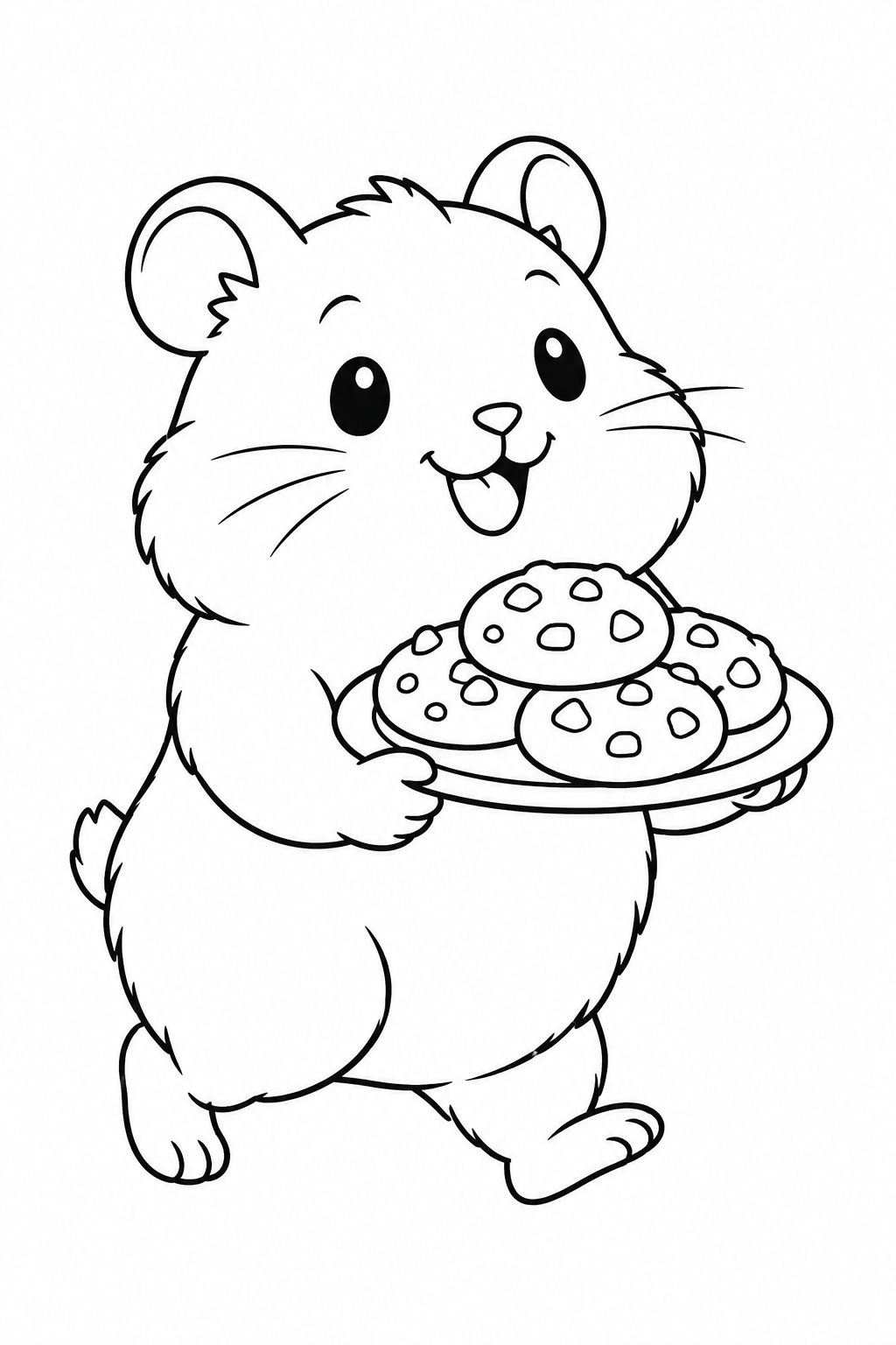 クッキーを運ぶハムスターの塗り絵