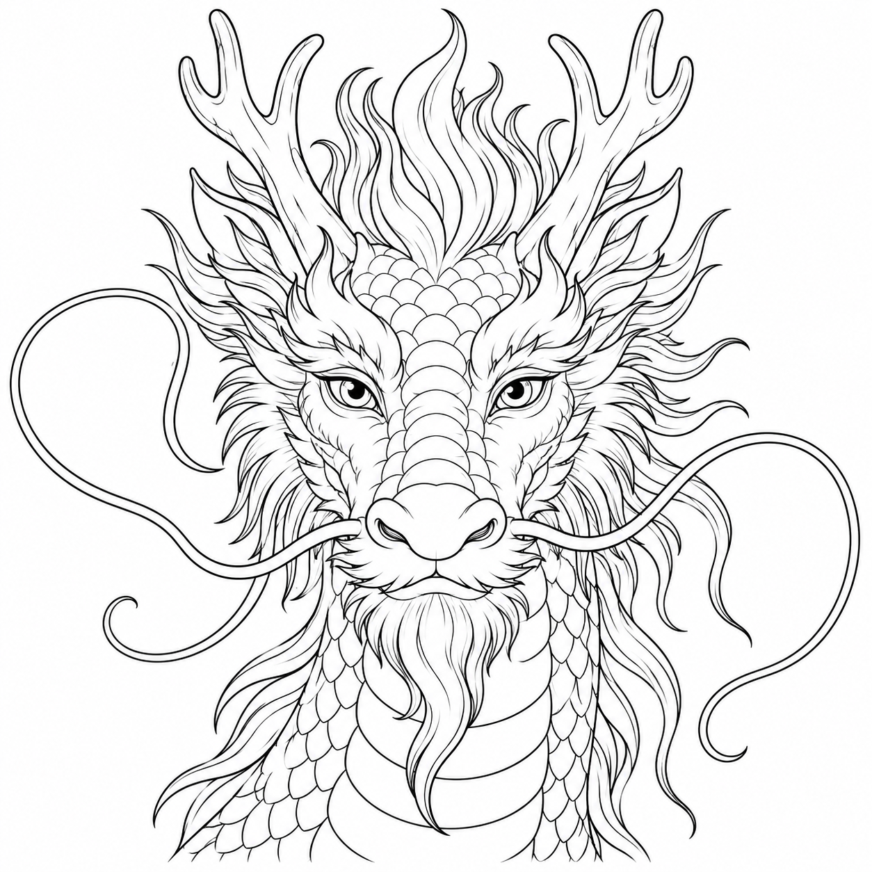 Coloriage Dragon du vent aux longues moustaches