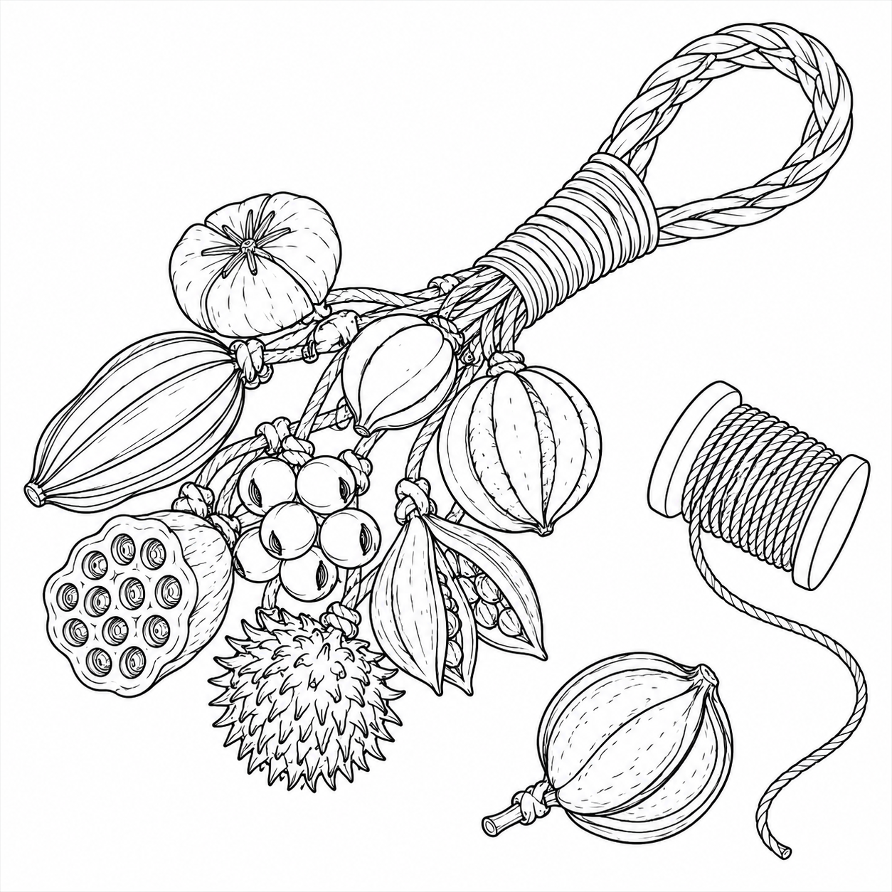 Dibujo de Sonajeros de semillas para colorear