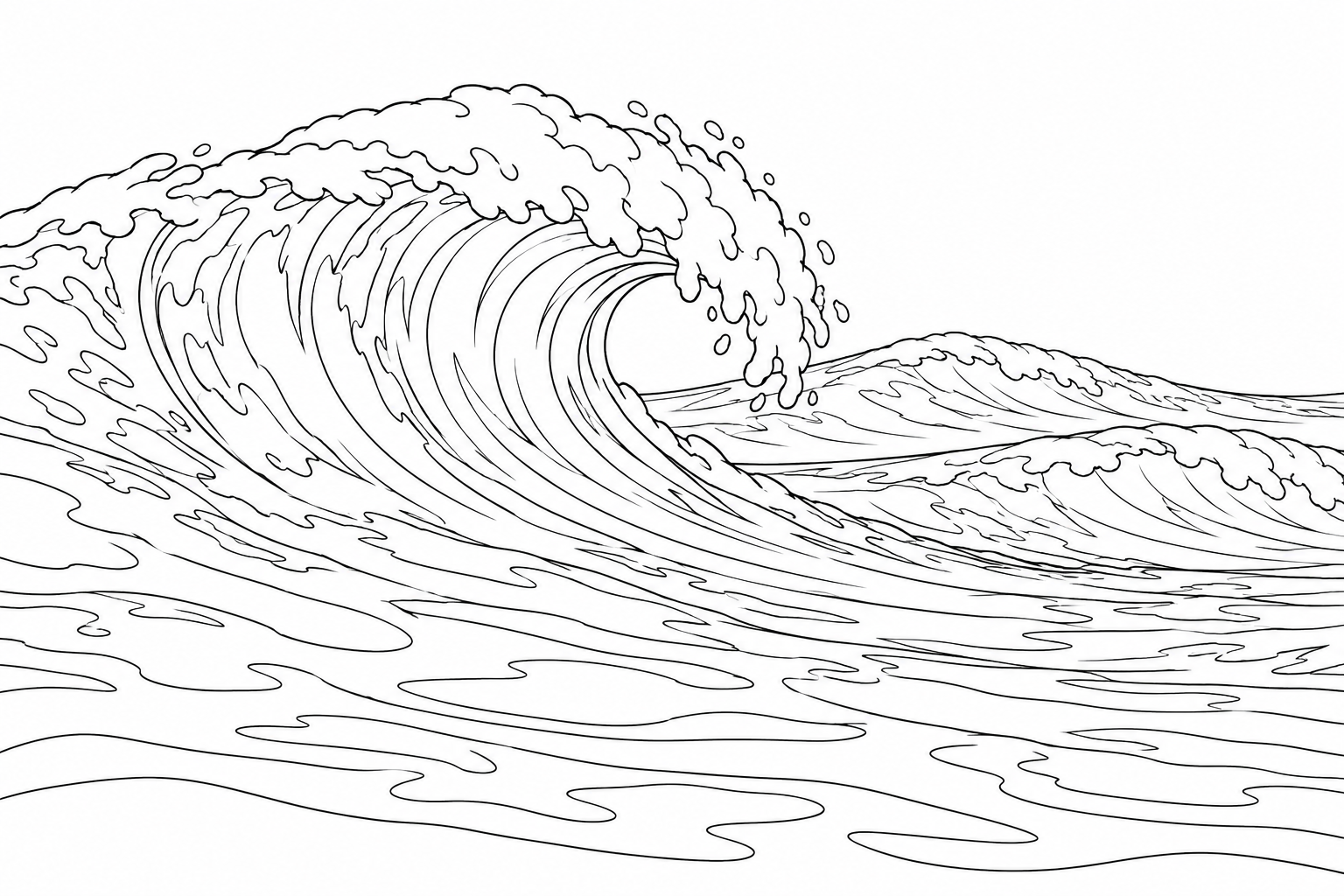 Coloriage Vagues déferlantes en couches