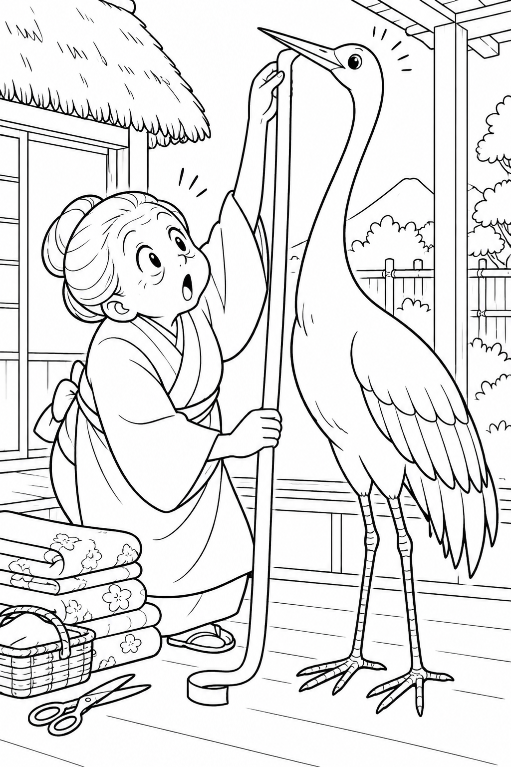 The Grateful Crane:Measuring the Never-Ending Neck coloring page