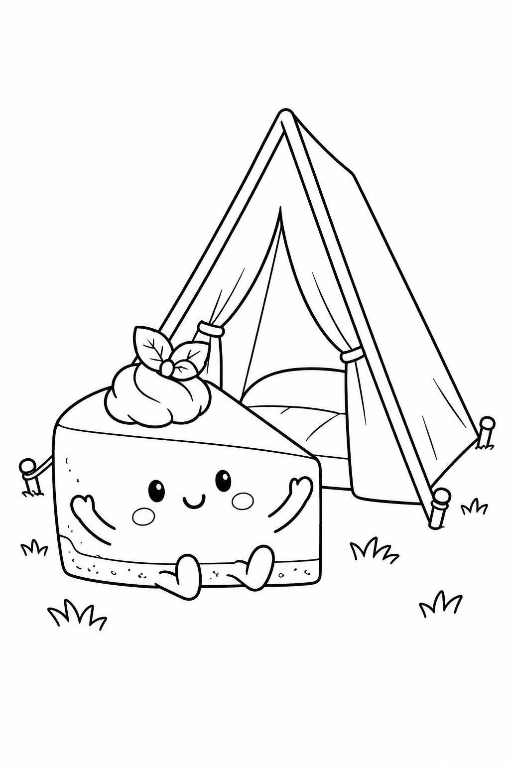 チーズケーキの三角テントの塗り絵