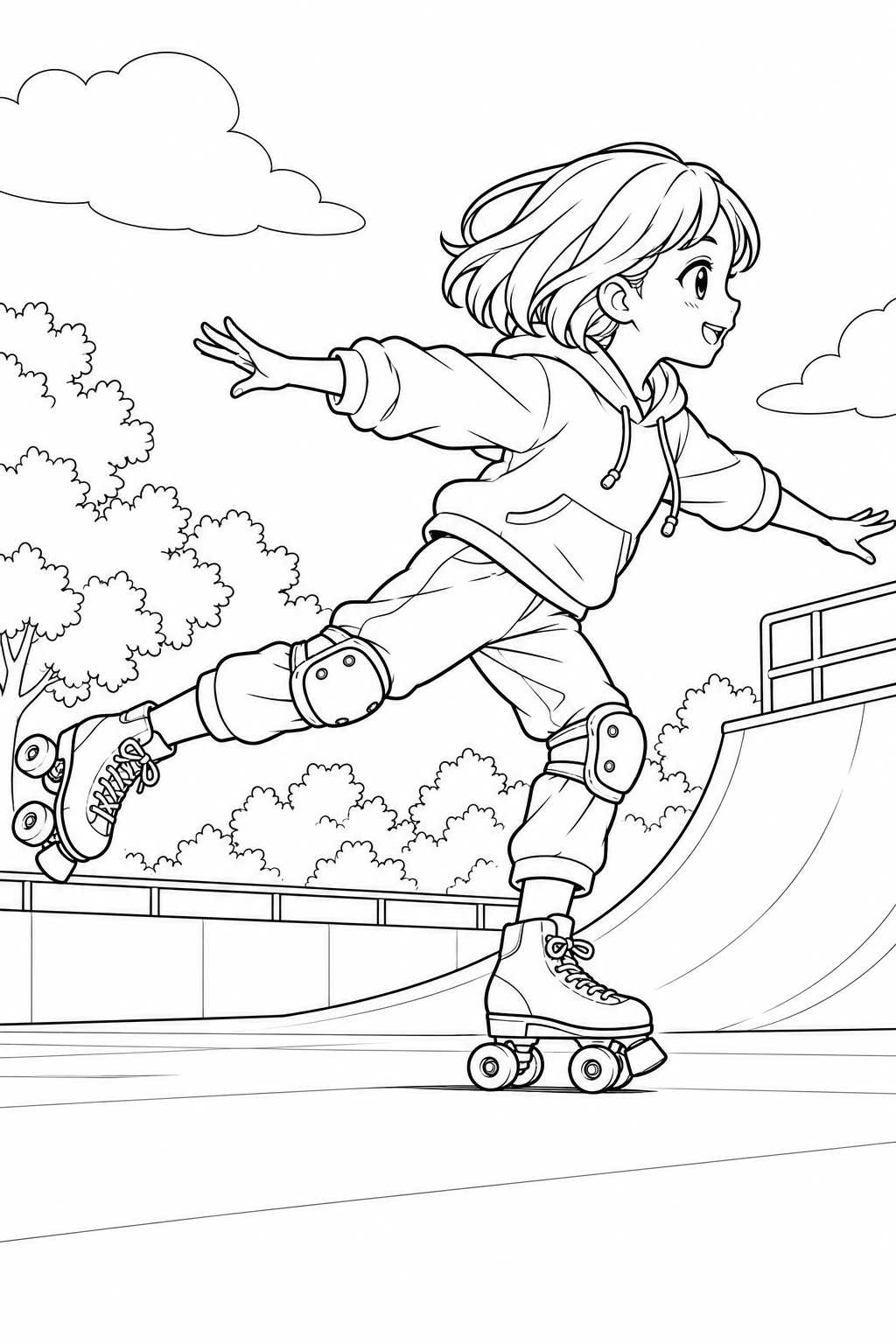 ローラースケートのダンスの塗り絵