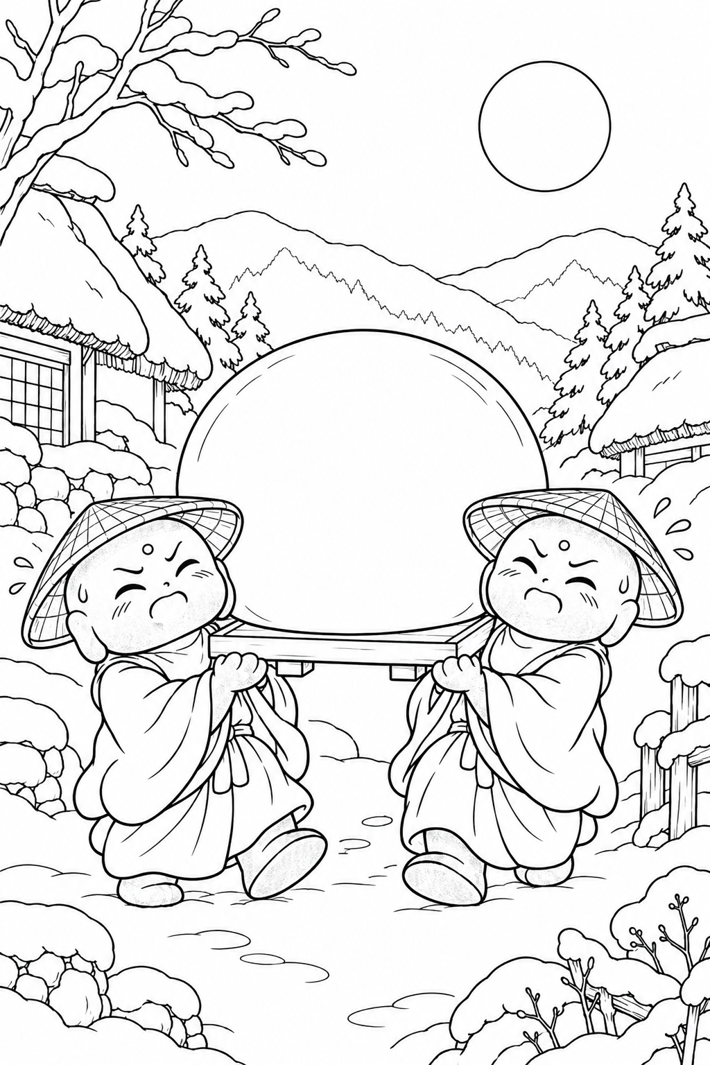 Kasajizo: A test of strength with one mochi coloring page