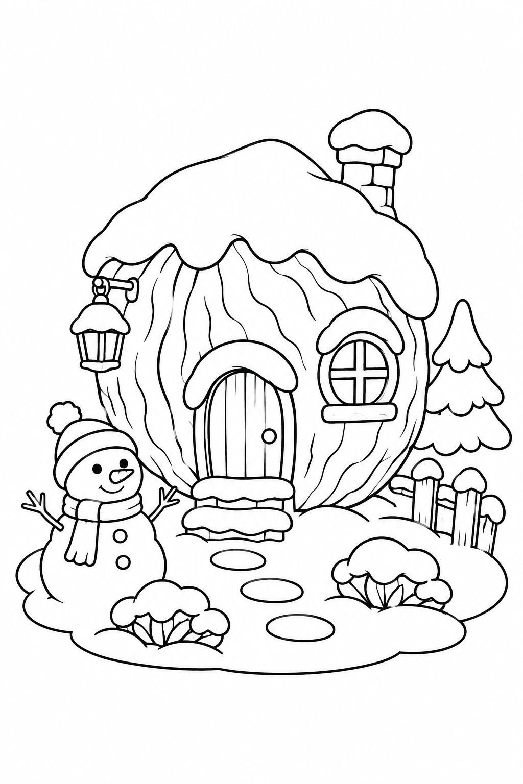 くるみのおうちの雪の日の塗り絵