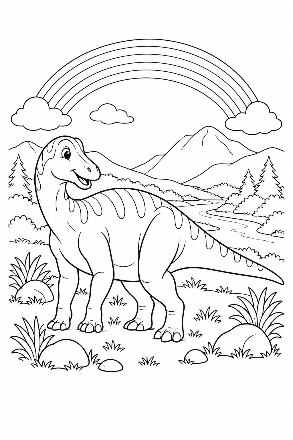 Dibujo de La maiasaura en el valle del arcoíris para colorear