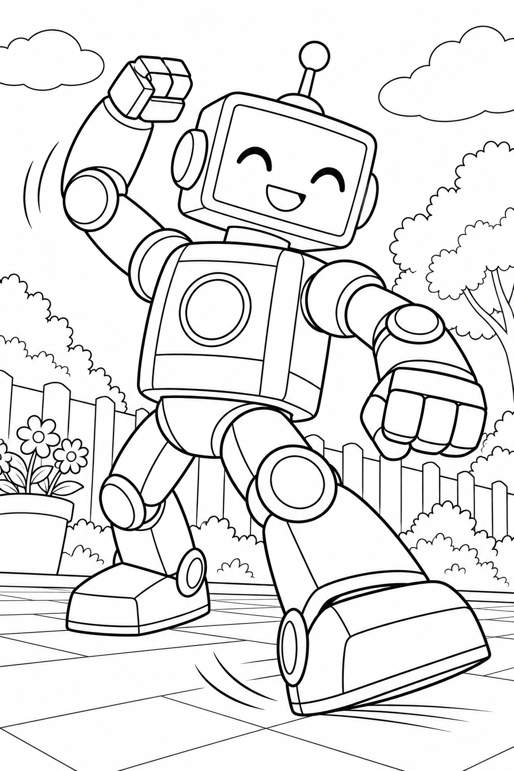 ロボットのポップダンスの塗り絵