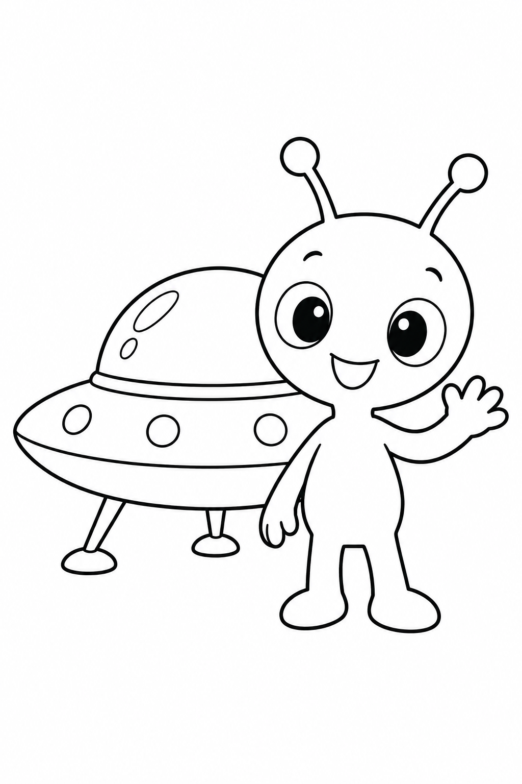 Coloriage Soucoupe volante et extraterrestre