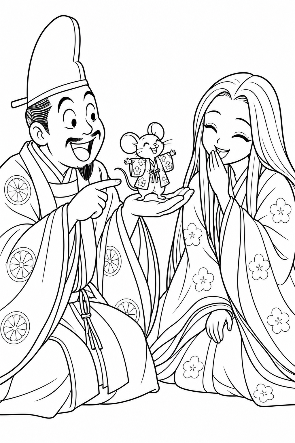 かぐや姫の火鼠の衣はねずみサイズの塗り絵