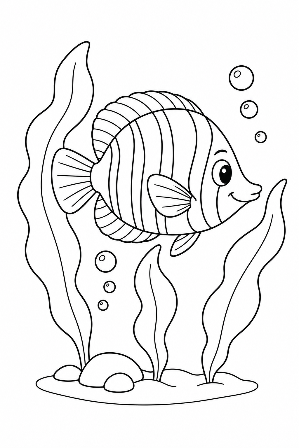 チョウチョウウオと海草の森の塗り絵