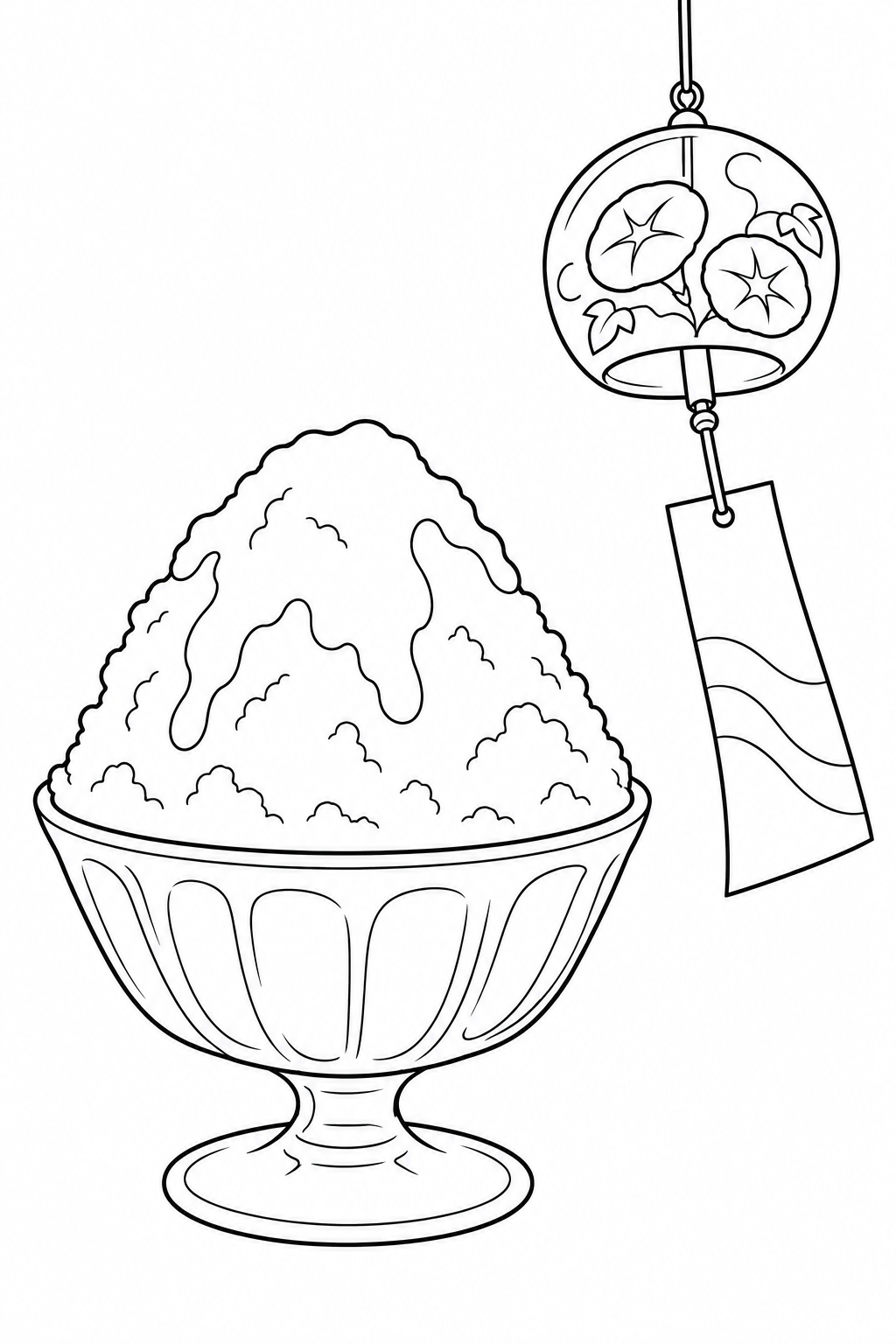 かき氷と風鈴の塗り絵