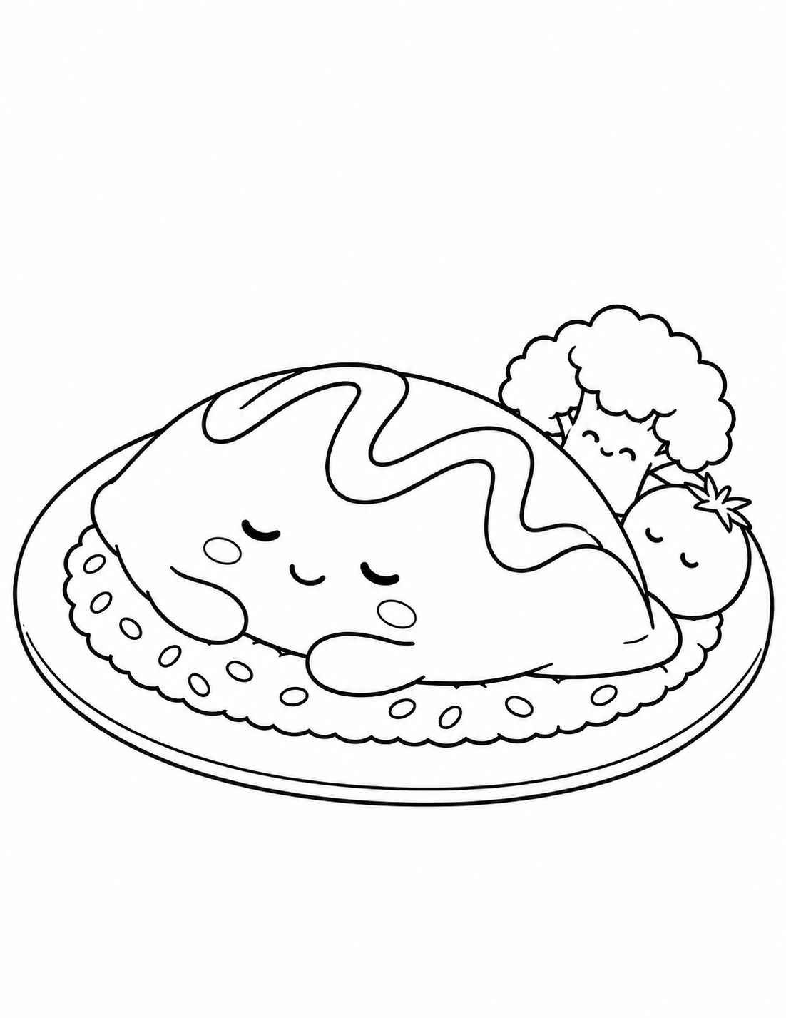 おひるねオムライスの塗り絵