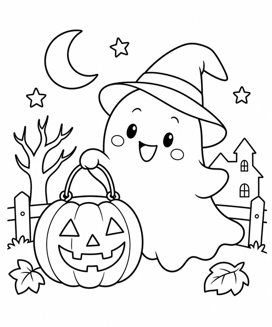 ハロウィンとおばけのランタンの塗り絵