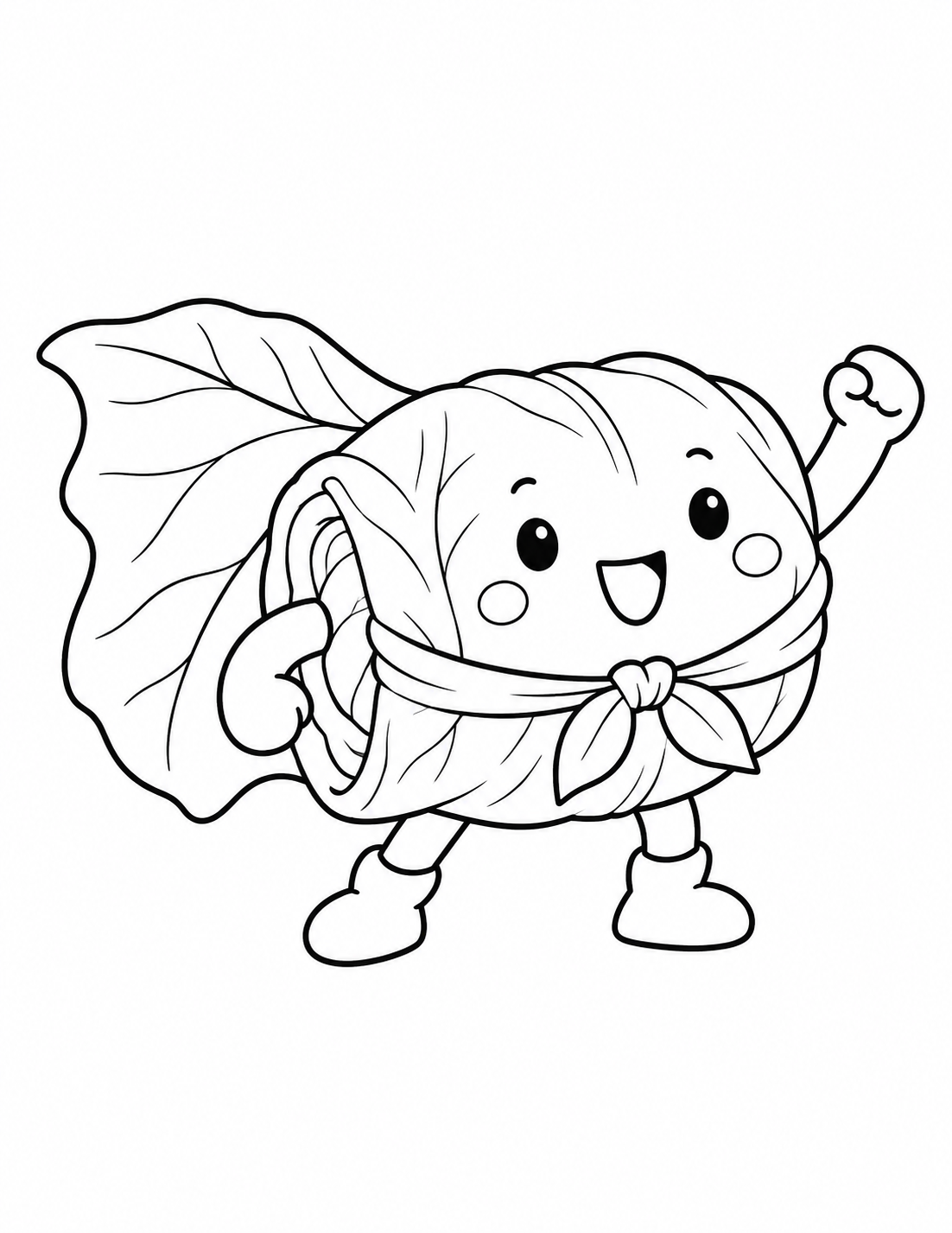 ロールキャベツの葉っぱマントの塗り絵