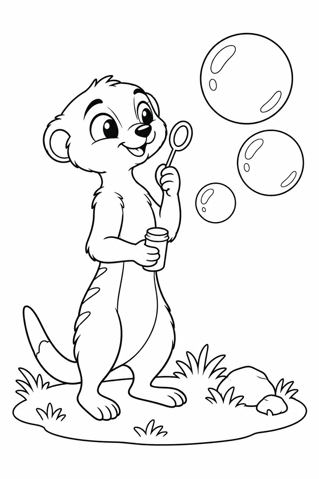 Meerkat Blowing Bubbles coloring page