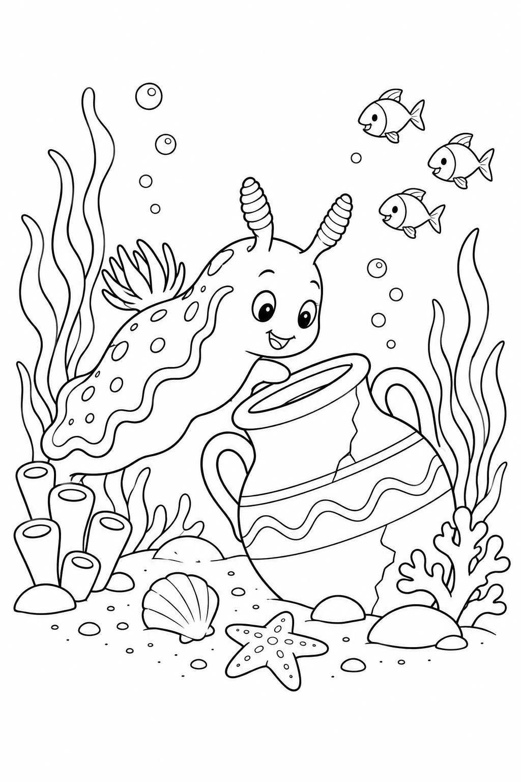 Coloriage La limace de mer et la jarre engloutie