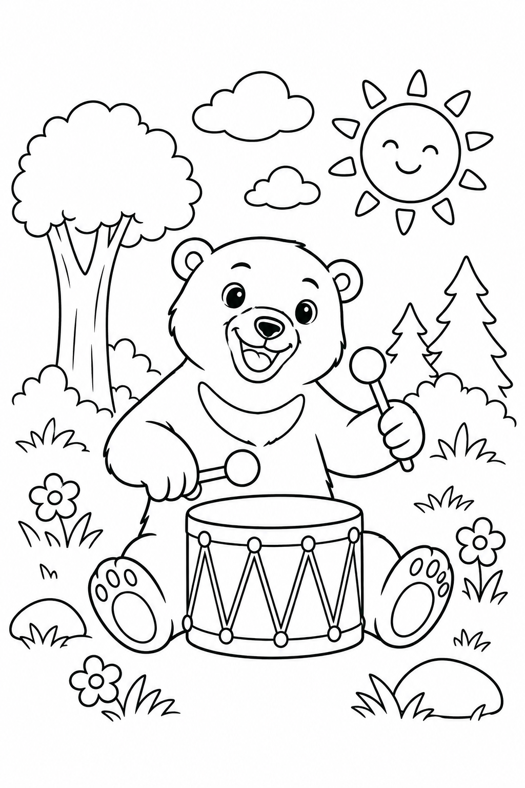 マレーグマの小さな音楽会の塗り絵