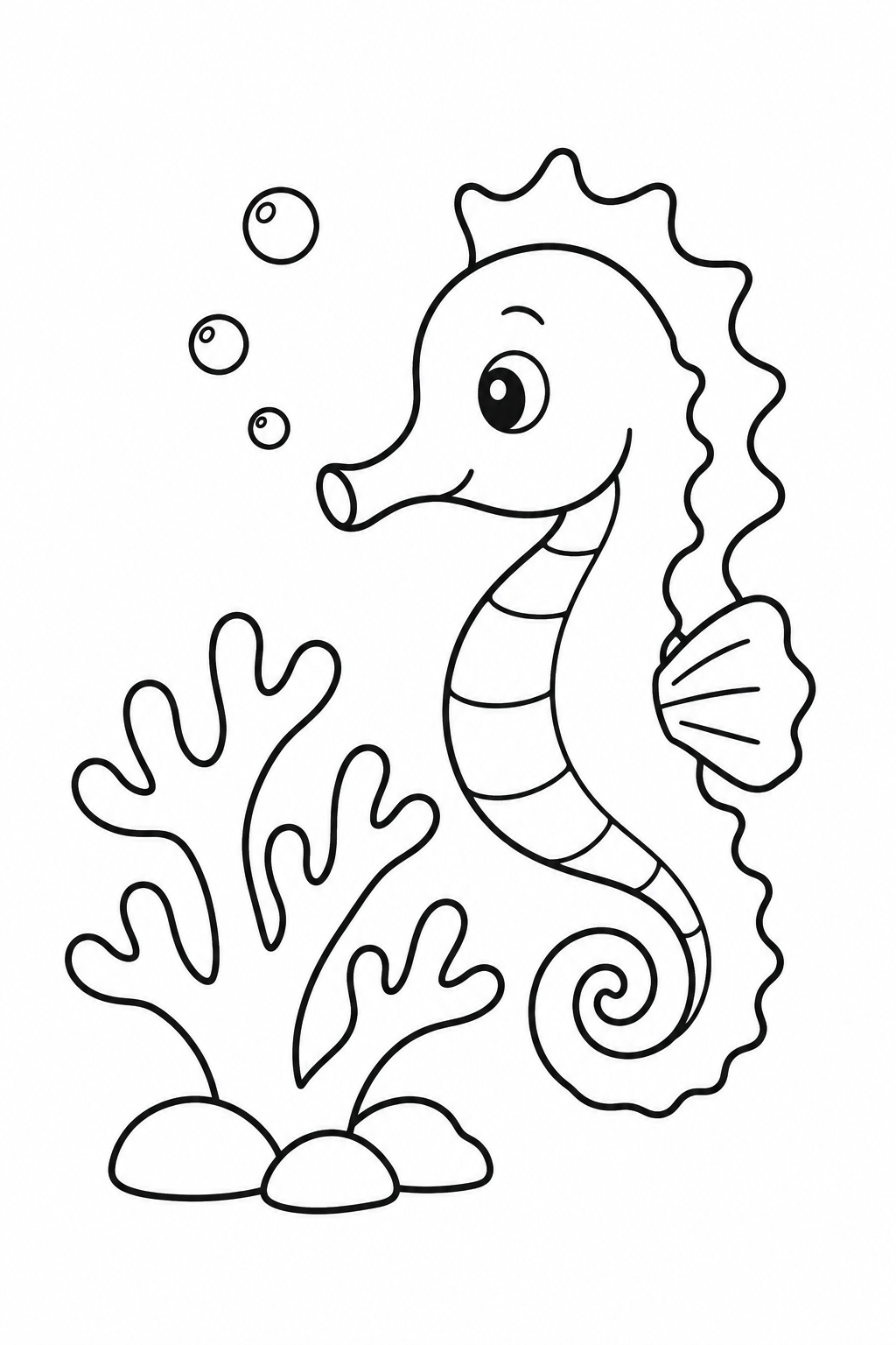 タツノオトシゴとサンゴの塗り絵