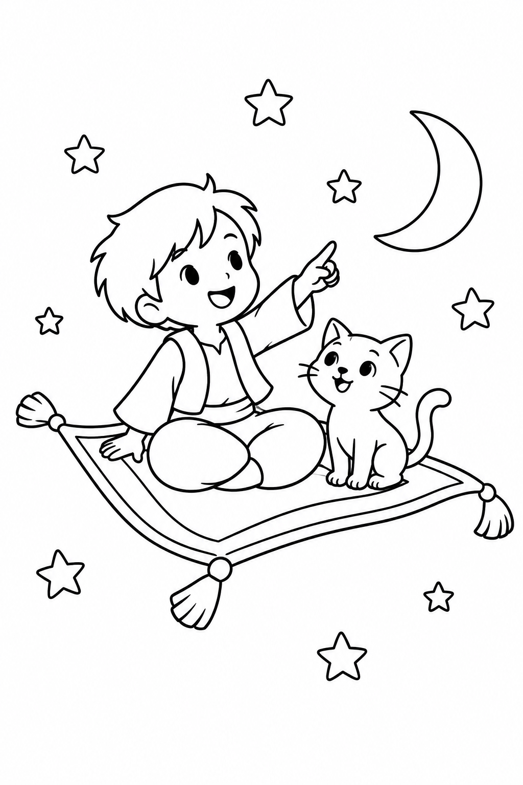 魔法のじゅうたんと星の塗り絵