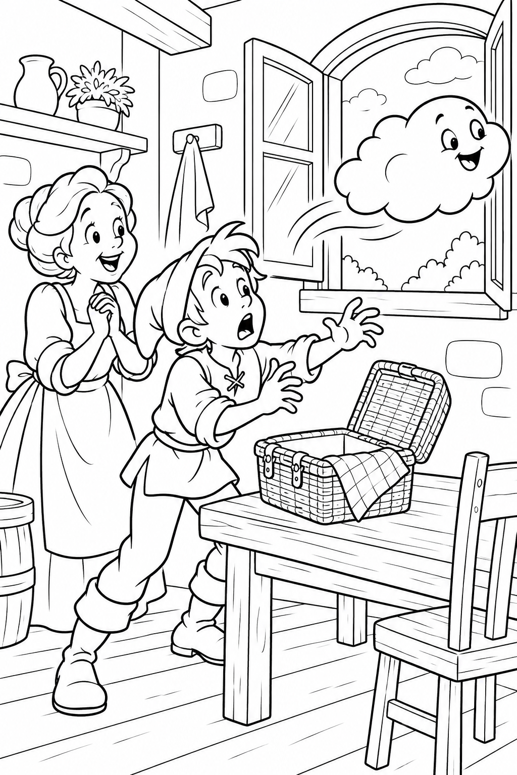 Jack and the Beanstalk・Comedy — The souvenir cloud floats away coloring page
