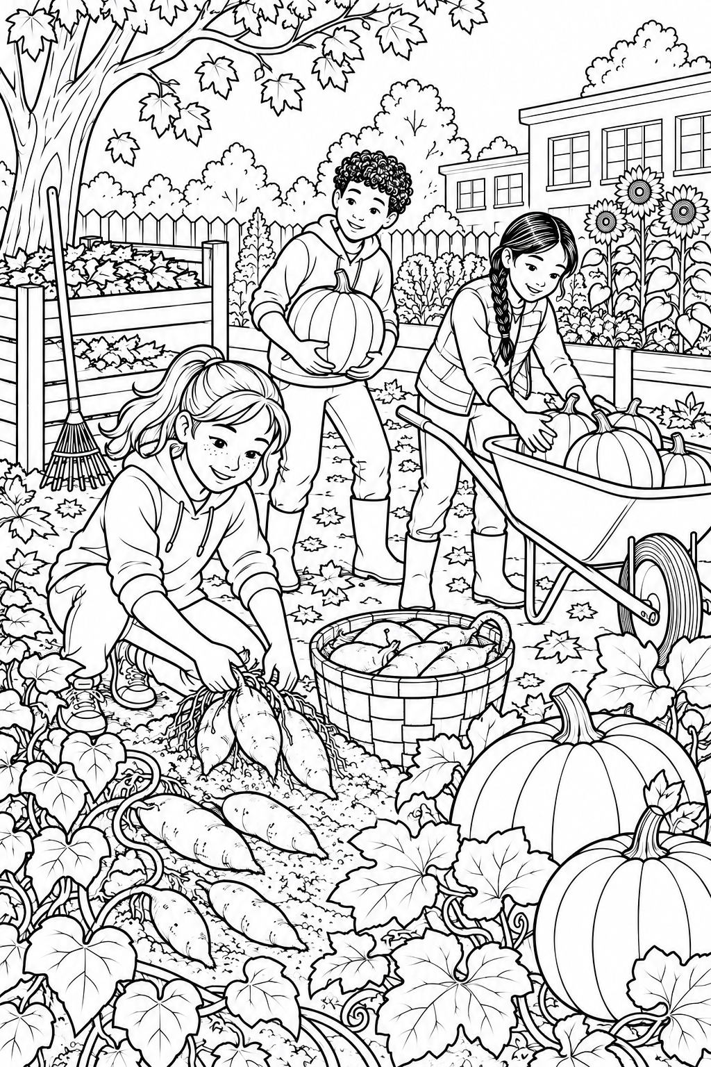 Coloriage Potager de l'école — automne