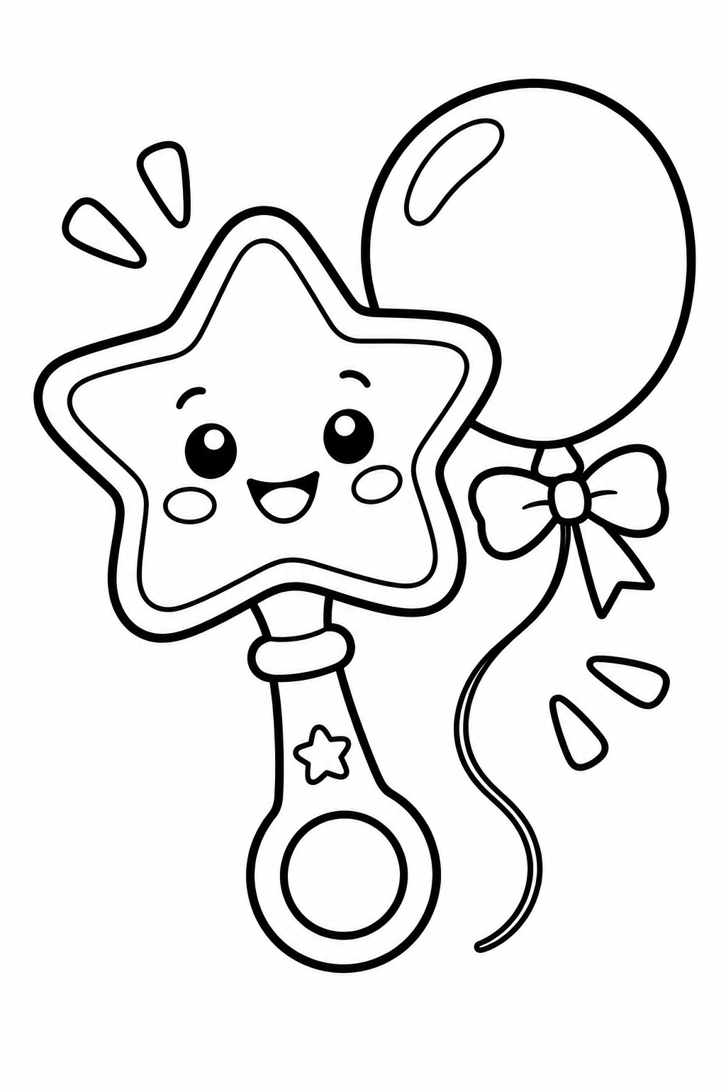 星のガラガラとふうせんの塗り絵