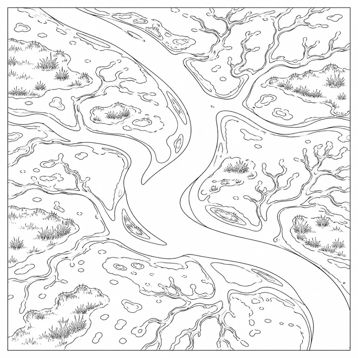 Dibujo de Canales de marea sobre la tierra para colorear