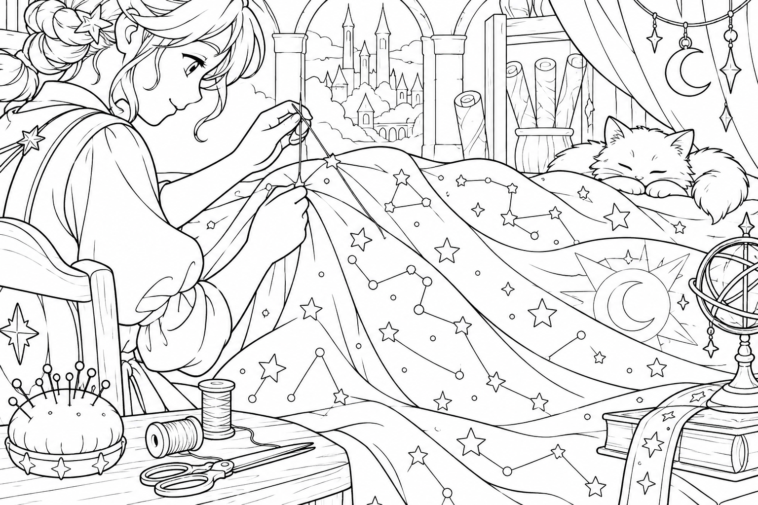 星空を縫う仕立て屋の塗り絵