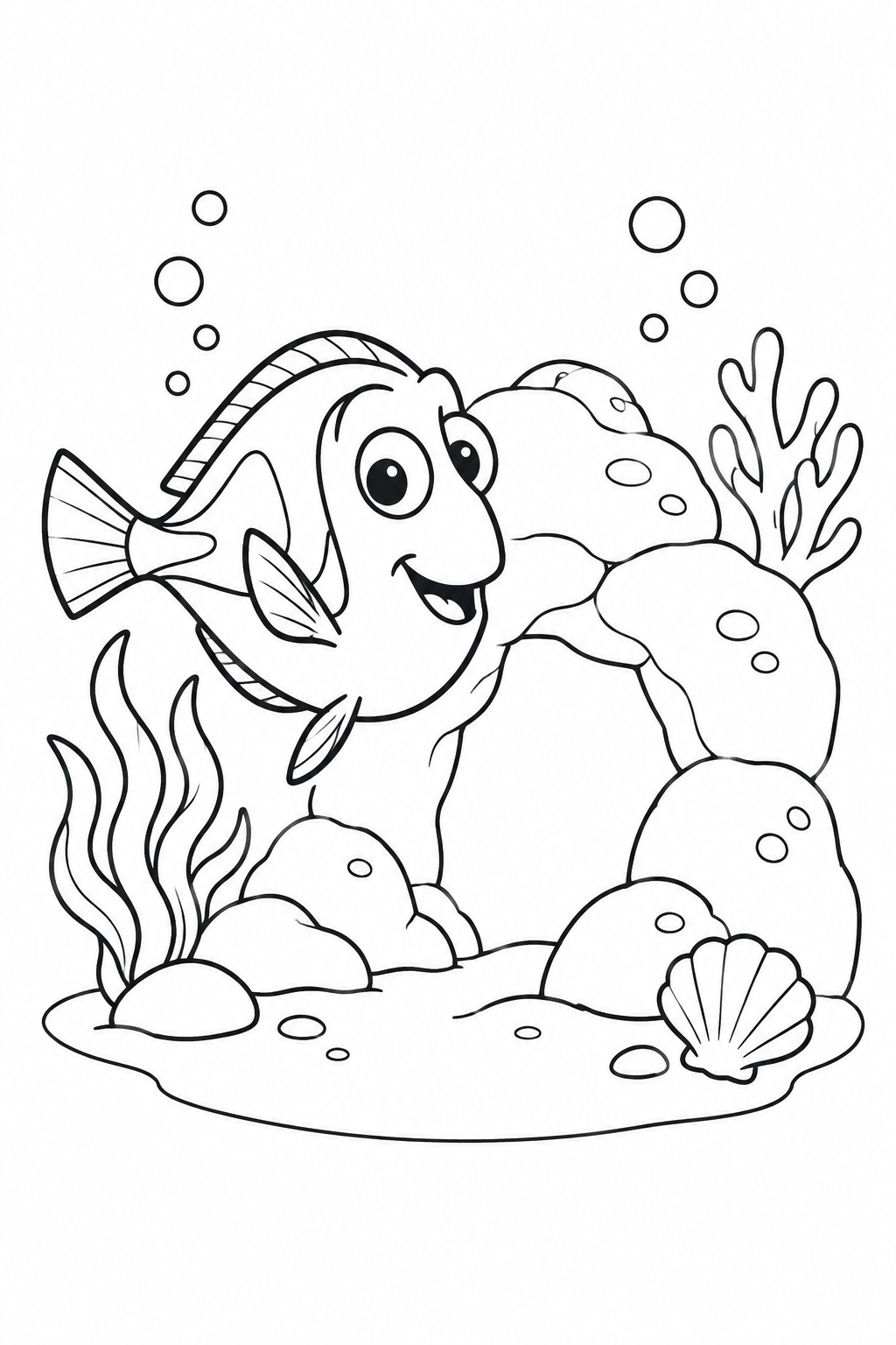 ナンヨウハギと海のトンネルの塗り絵